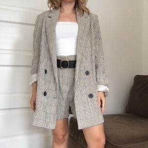 Zara - Plaid Double-Breasted Blazer